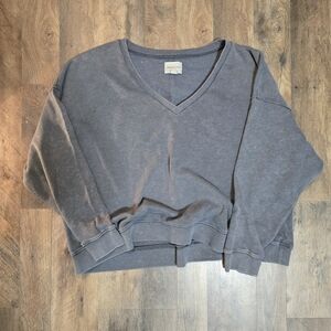 American Eagle Outfitters Charcoal V-Neck Sweater